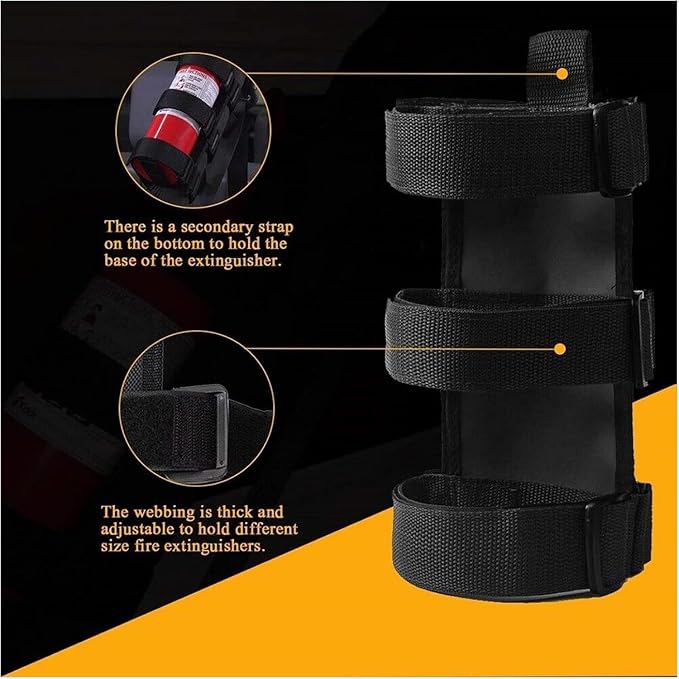 Adjustable Roll Bar Fire Extinguisher Mount Holder 3 lb for Jeep Wrangler Unlimited CJ YJ LJ TJ JK JKU JL JLU 4XE,(Black, Without Pattern)