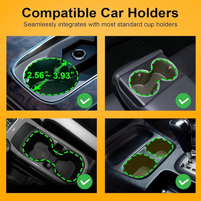 Cup Holder Expander, Automatic Car Cup Holder Expander Holds Large Water Bottles, for Yeti, Stanley, Owala Travel Tumbler & Mugs, Adjustable Arms & Extendable Base Insert Accessories (CH03T, 2PACK)