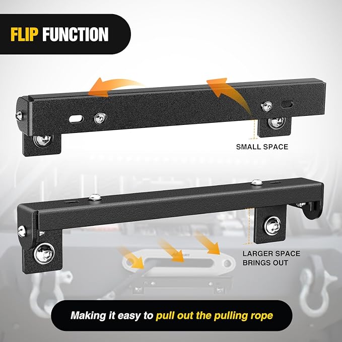 Nilight Universal Flip-Up Plate Frame for 10" Hawse Fairlead Mount Front License Bracket Holder Relocation Bumper Winch Mount Roller Fit for Most Pickup Trucks Off-Road Cars SUVs