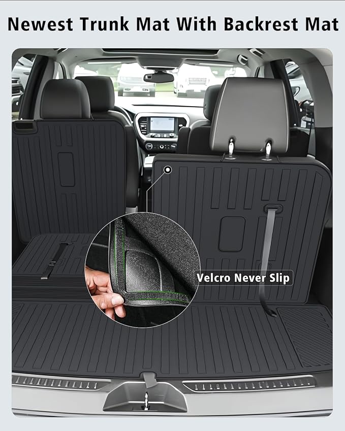 Floor Mats Custom for GMC Acadia 6 Seats 2017-2023 | All Weather TPE Floor & Cargo Liners, Backrest Mat, 2nd Row Seat Back Protector & Door Sill Protectors Full Set for Acadia
