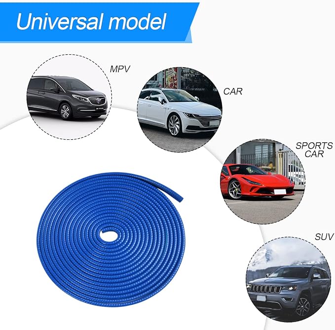 Car Door Protector Edge Guards, Universal Rubber Seal U Shape Car Door Protection, Aluminum Boat Edge Trim Guards No Glue Required, Exterior Accessories Fit for Most Cars, Sedans, SUV (Blue/10FT) | Universal fit, most cars/SUVs/trucks, rubber seal, pre...