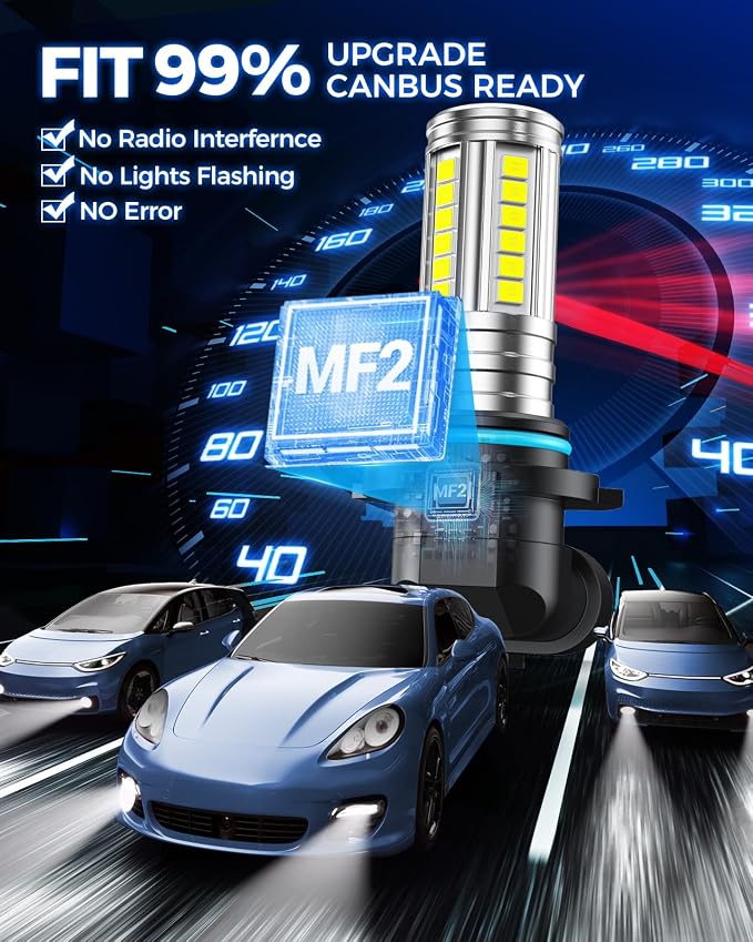 Marsauto H10 9145 LED Fog Light Bulbs 12,000LM, 1:1 Size 360° Illumination 9140 H10 Fog Lights LED, 6500K White Strong Penetration, Upgraded LED Chips 9145 9140 LED Fog Lights, Accessory Light Kits