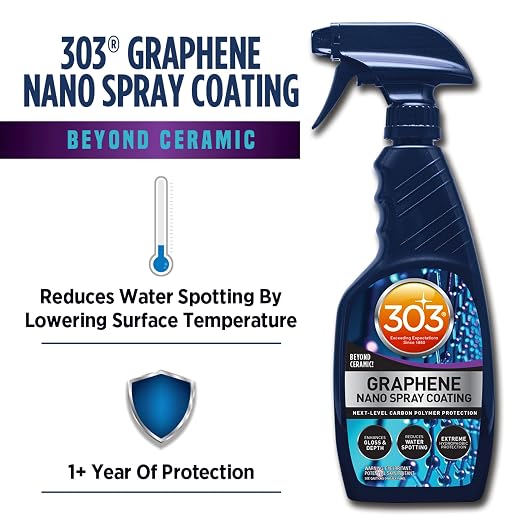 303 Graphene Nano Spray Coating for Cars, 15.5 oz | Delivers graphene protection with enhanced gloss, water beading, and UV resistance.