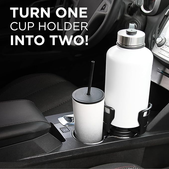 Limitless Dual CupStation - 2-in-1 Expandable Cup Holder with 360° Rotating Base – Black