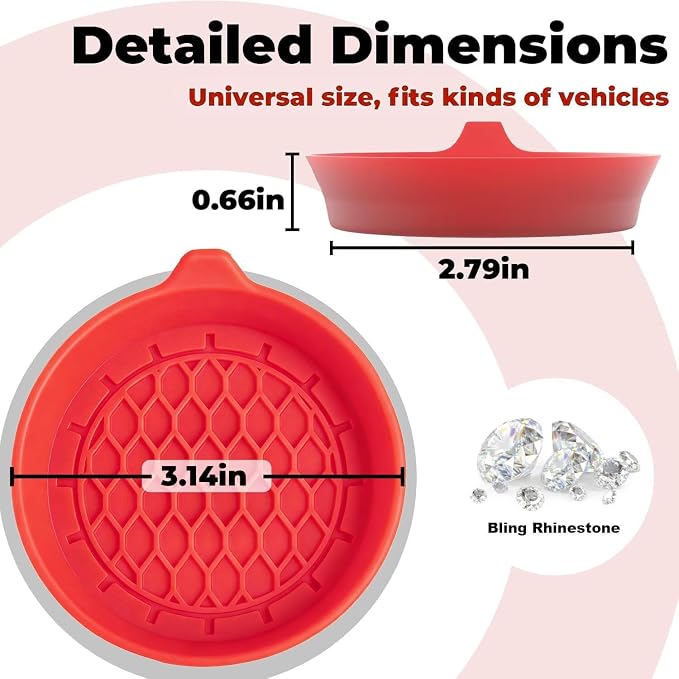 4 PCS Car Cup Coasters, Universal Cup Holder Coaster for Car Accessories, CupHolders Insert for Women Non-Slip Silicone Car Cup Holder Coasters