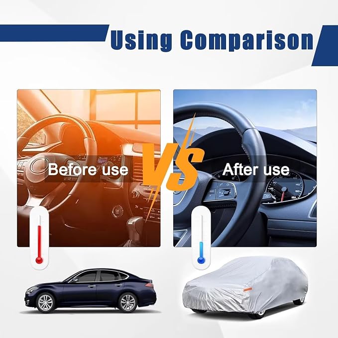 Kayme 6 Layers Sedan Car Cover Custom Fit for Ford Crown Victoria (1992-2012), Waterproof All Weather for Automobiles,Rain Sun UV Protection.Silver