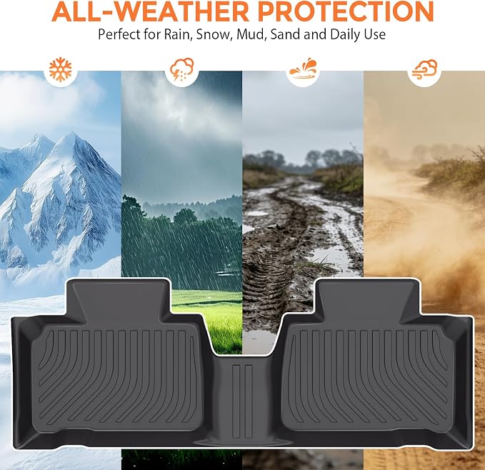 Floor Mats for Ford Edge 2015-2025 | Heavy Duty TPE All Weather Protection, Waterproof Non-Slip Black Car Liners for (Two-Row Floor Mats & Cargo Liner)