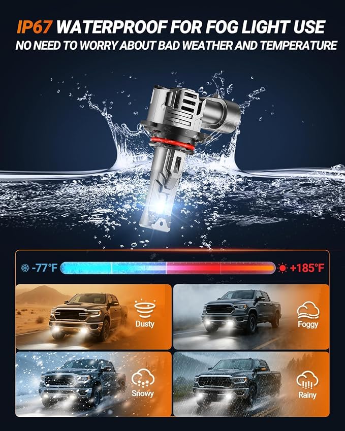 SEALIGHT 9005 9006 Bulbs with 80000LM Super Bright,6500K White Light, 1:1Mini Design Fog Light Bulbs,3 Mins Plug-N-Play, Pack of 4 9005 9006 Bulbs