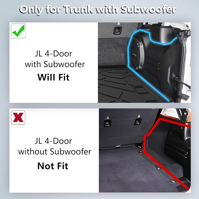 KARPAL Floor Mats & Cargo Liner for 2018-2026 Jeep Wrangler JL Unlimited 4-Door with Subwoofer (Not for JK/4XE), All Weather TPE Custom Fit Floor Liners Car Mats Accessories