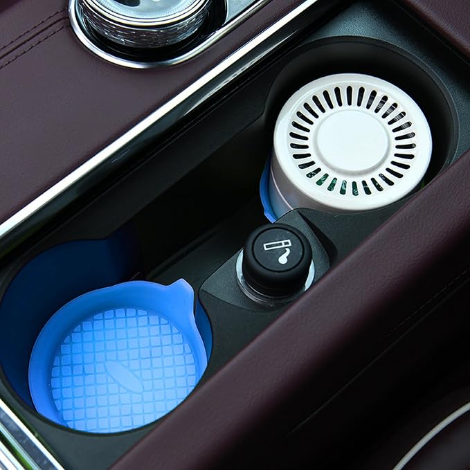 4 Pack Car Cup Coasters, Silicone Insert Recessed Car Cup Holder Coasters, Waterproof Non-Slip Sift-Proof Car Cup Mats, Universal Car Interior Accessories (Light Blue)