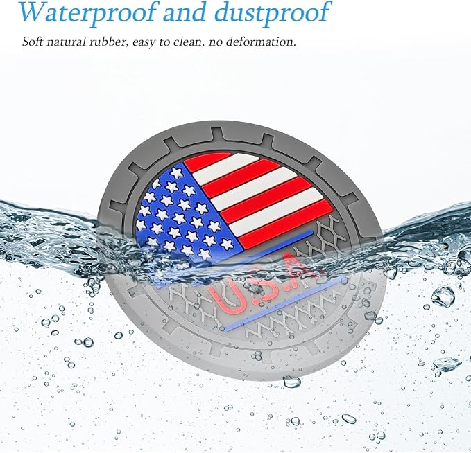 AUCELI 4 Pack Car Cup Holder Coasters, Colored American Flag US Flag Insert Car Cup Coaster, 2.75 Inch Anti Slip Shockproof Embedded Drink Mat, Vehicle Interior Decor Accessories