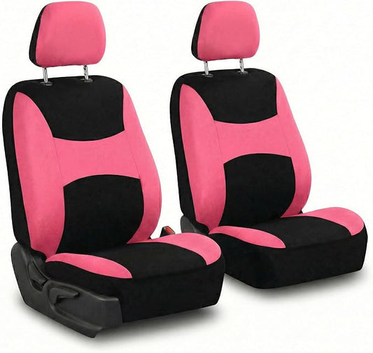 FH Group Universal Car Seat Covers Front Set for SUV Truck Sedan Vans | Waterproof All-Purpose Cloth Seat Cover Set Airbag Compatible Washable Split Bench Protector Interior Upgrade - Pink