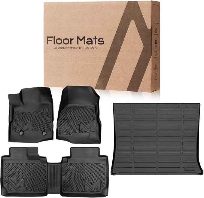TPE Automotive Floor Mats & Cargo Liner Custom for 2012-2017 Chevy Equinox & GMC Terrain, All Weather Cover Protection Waterproof Black Floor Liner Front & Rear Row Full Set Car Mats, 4PCS