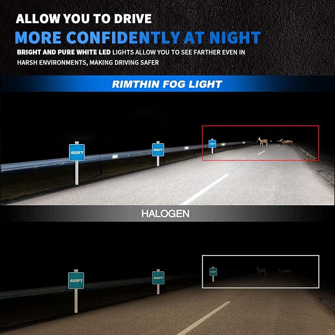 H11 Bulbs, 60W 16000LM Fog Lights, Super Bright Cool White Light Bulbs, Plug & Play, Pack of 2