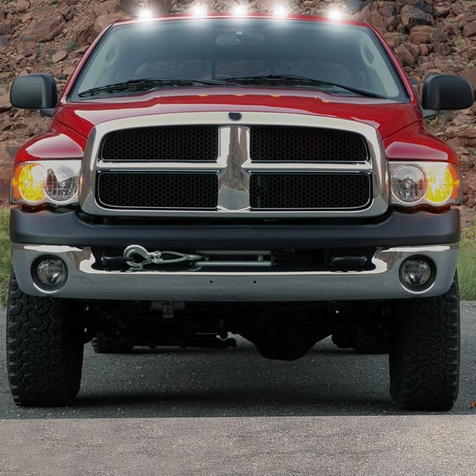 R&F Auto Cab Lights for 2003-2018 Ram 1500 2500 3500 Top Roof Running Lamps | For 15-23 Challenger LED Red Tail Rear Bumper Reflector Powered by 80-SMD LED Chips|Super Brightness|3D Lighting