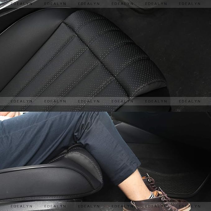 1 PCS Car Seat Cover PU Leather Auto Bottom Seat Protector Cover with Comfort Leg Support Pillow Fit Most Front Driver Seat Width20.86 by deep 20.86 inches (Taupe with Leg Rest)