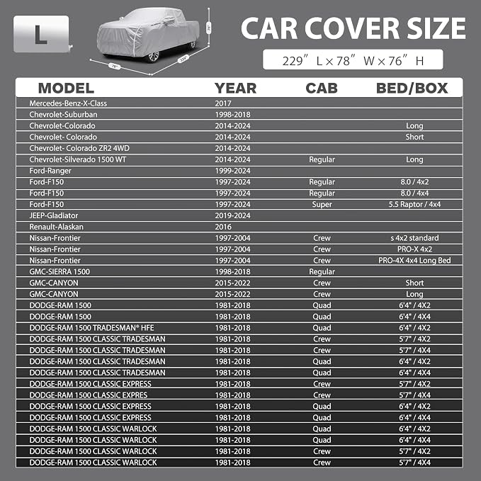 NEVERLAND Car Cover Waterproof Heavy Duty All Weather Protection Snow Anti-UV Windproof Outdoor Full Car Cover