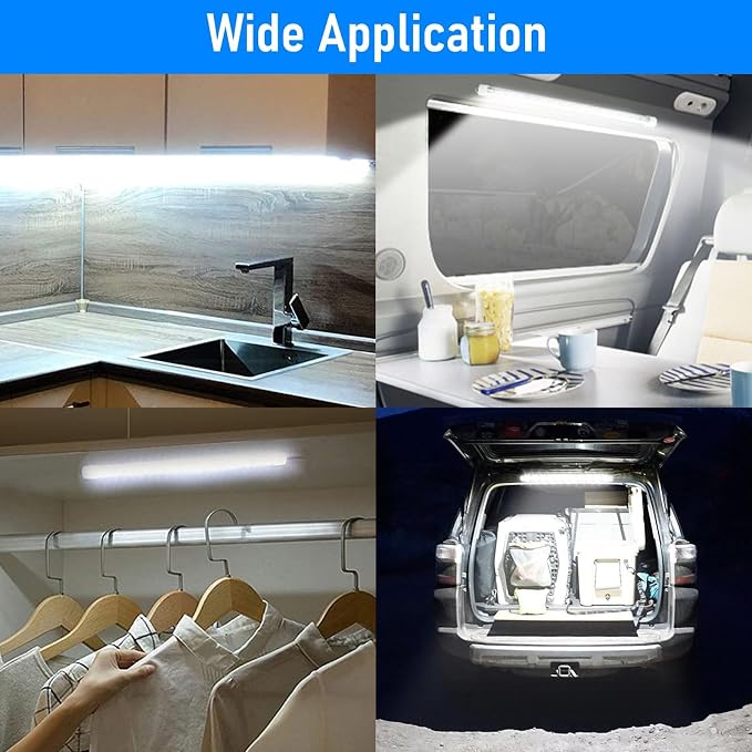 Linkstyle 2PC 12V LED Interior Light Bar 6500K 700LM with Switch for RV Van | 48 LEDs 3W low power use 30,000-hour lifespan slim aluminum housing magnetic adhesive screw mounting for trailers and boats