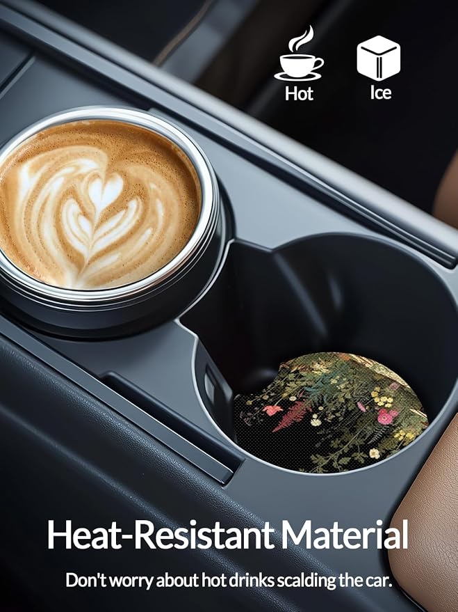 WOCOCN Cute Cup Holder Coasters for Your Car with Fingertip Grip, Auto Accessories for Women & Men,Pack of 2(Tussock)