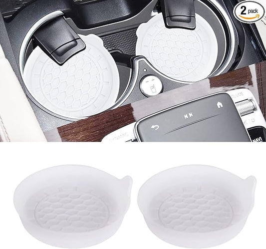 Amooca Automotive Cup Holders Universal Car Cup Coaster Waterproof Non-Slip Sift-proof spill Holder Car Interior Accessories 2 Pack White