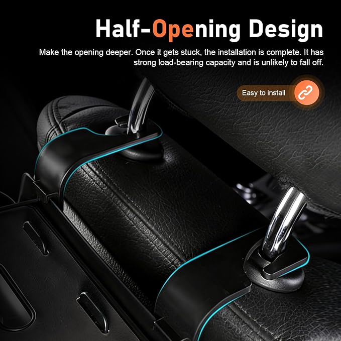 4-in-1 Back Seat Car Organizer, Leather Multifunctional Seat Back Storage with Phone Holder Tissue Box Cup Holders Hooks, Waterproof Hanging Organizer, Universal for Most Cars (Black)