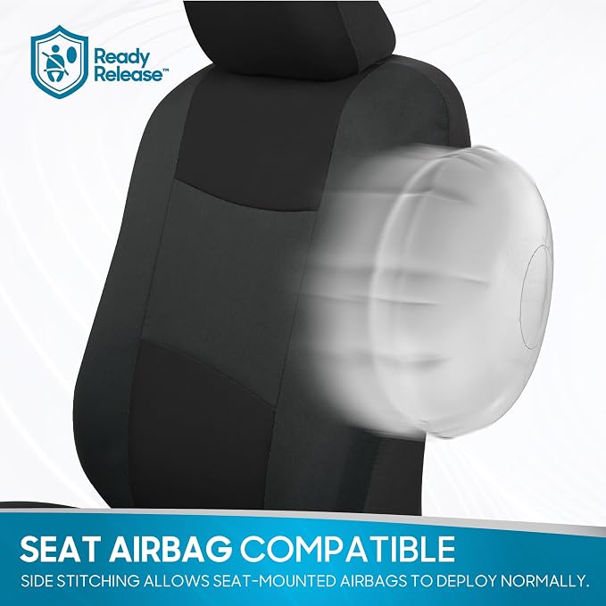 BDK PolyPro Car Seat Covers Full Set in Reverse Charcoal, Front and Rear Split Bench Seat Covers for Cars, Easy to Install Car Seats Cover Set and Accessories for Auto Trucks SUV - Reverse Charcoal
