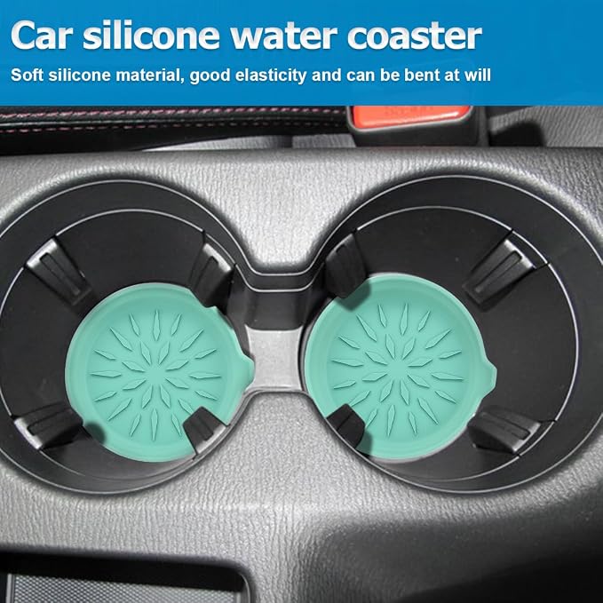 Mandark 4PCS Car Cup Holder Coaster, Non-Slip Recessed Insert Vehicle Cup Mat, 2.75 Inch Waterproof Universal Automotive Interior Drink Cup Pad Accessories for Most Trucks SUVs (Green)