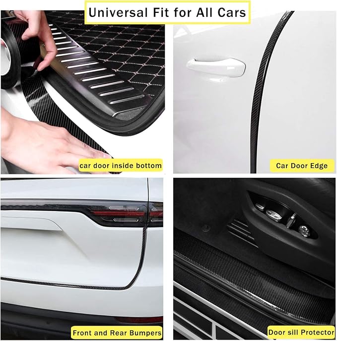 QBUC Rear Bumper Protector Guard Scratch Cover Protector Paint Threshold Guard,Front Rear Door Entry Sill Guard Scuff Plate Car Door Entry Guards for Most Cars,2.7in9.8ft(7cm3m) Black