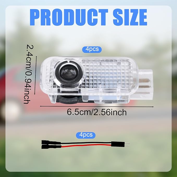 4pcs Never Fade LED Door Light Logo Projection, Car Door Puddle Panel Lights Logo Projector Automotive Accessories Compatible with A3/A4/A5/A6/A7/A8/Q3/Q5/Q7/R8/TT/RS/S3/S4/S5/S6 (4 Rings)