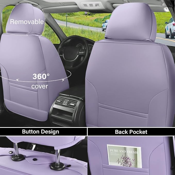 Coverado Car Seat Covers, Seat Covers for Cars, Waterproof Leather Auto Seat Protectors, Leather Car Seat Cushion, Car Interiors Accessories Universal Fit for Most Cars