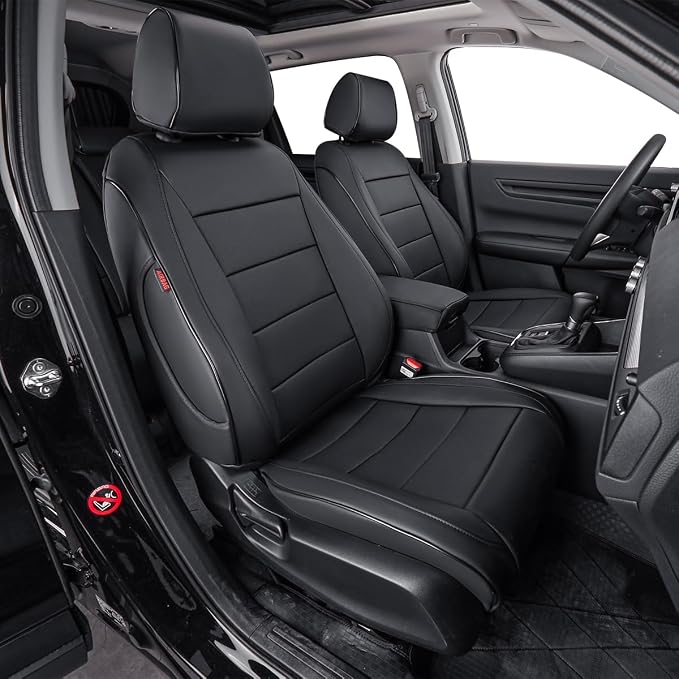EKR Car Seat Covers for Honda CRV 2023-2026 Leatherette Full Set | Custom Fit for Honda CRV 2023 2024 2025 2026 Easy-Wipe Protection,Faux Leather(Black)