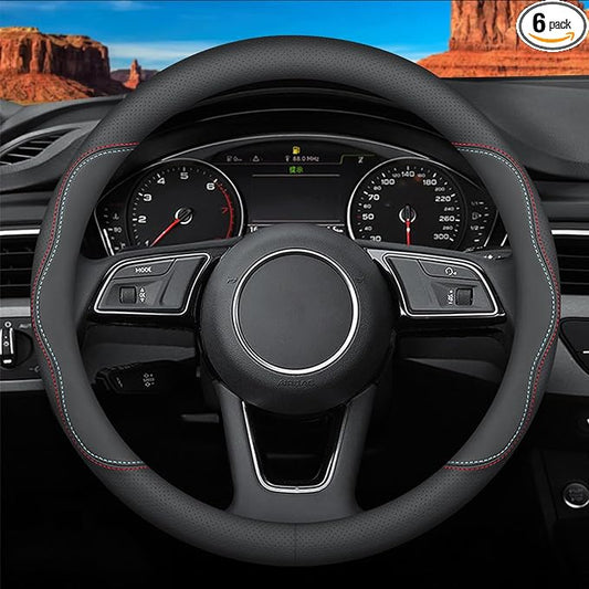 Custom-Fit for Chevrolet Steering Wheel Cover, Premium Leather Car Steering Wheel Cover with Logo, Non-Slip, Breathable (A-Style,for Chevrolet)