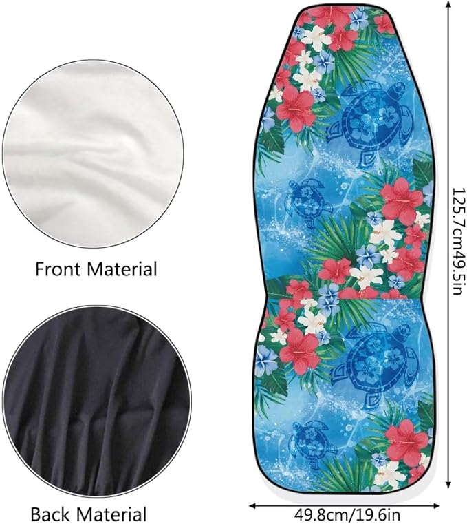 Sea Turtle Car Front Seat Covers Set of 2 Breathable Seat Cover for Front Seats Anti-Slip Hawaiian Removable Automotive Accessories Universal Fits Most Cars,SUVs,Sedans