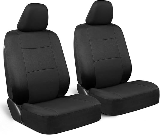 BDK PolyPro 2-Pack Front Car Seat Covers Set in Black/Black - Front Seat Covers for Cars Trucks Vans SUVs Sedans, Easy to Install Front Car Seat Cover Protection, Universal Fit Car Accessories