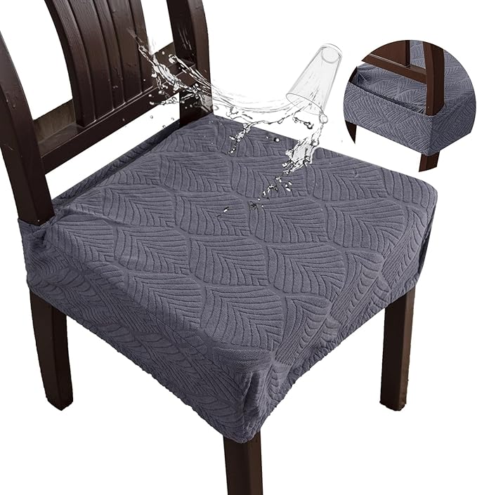 Waterproof Stretch Seat Covers,Dining Room Chair for 6 Set Removable Washable Chair Slipcover Protectors,Rear Covers,Dark Grey