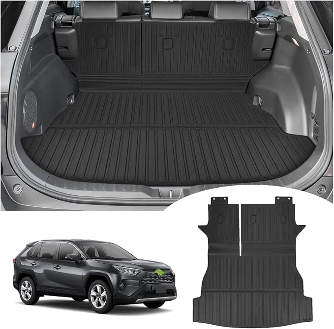Rav4 Cargo Liner - Trunk Mat Fits for Toyota Rav4 2019-2025 (Include Hybrid), All Weather Cargo Mat with Backrest Mat for Rav 4 Accessories, Heavy Duty Car Mats, Car Accessories