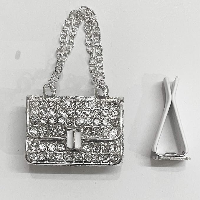 LHEVEN Crystal High Heel Shoe & Magic Bag Car Air Vent Clip Charm Bling sparkly bedazzled rhinestone Car Bling Accessories, Car Interior Decoration Charm, Rhinestone cute Car Decor girls