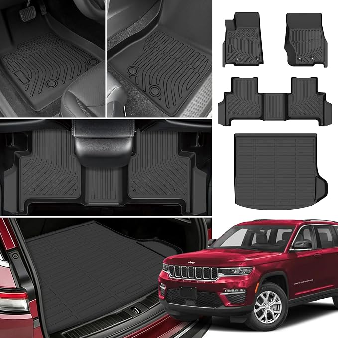 Floor Mats & Cargo Mat for Jeep Grand Cherokee 2022-2025, ONLY 5 Seat | TPE Grand Cherokee Laredo,/Overland/Limited/Trailhawk/Summit Reserve/Summit/Altitude, NOT WK or L or 4xe