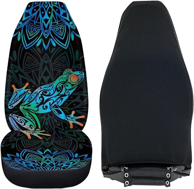 Boho Mandala Car Seat Covers for Front Seats Bohemian Tree Frog Decorative Car Seat Covers Front Set Driver Seat Cover for SUV,Vans,Sedans,Trucks