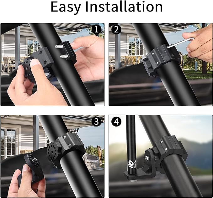 ZIDIYORUO UTV Whip Light Mount for 1.75"-2" Roll Cage Bars, 2-Pack 3 Colors | CNC-Machined Aluminum Alloy · 360° Rotation · Flag & Light Bar Compatible · Works with Polaris RZR, Can-Am, Jeep