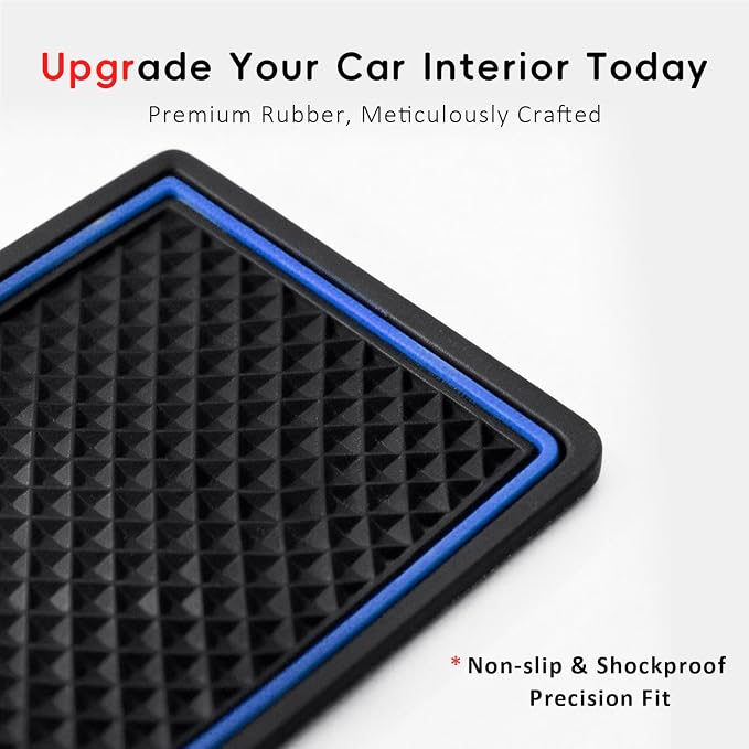 Auovo Cup Holder Inserts Coaster Center Console Liners Compatible with Chevy Malibu Accessories 2017-2025 Silicone Cup Mat Pad Door Liners Car Interior Decoration(Blue, 7PCS-with Door Liners)