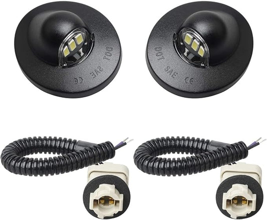 LED License Plate Light with Socket Wiring Harness Plugs Compatible with Ford F150 F250 F350 F450 F550 Superduty Ranger Explorer Bronco Excursion Expedition, 6500K White