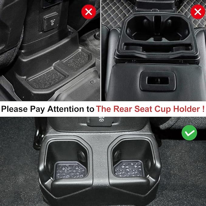 Cup Holder Inserts for Wrangler JL JLU 2018-2026 & Gladiator JT 2020-2026, Jeep Cup Holder Inserts, Original Exterior Design, Jeep Wrangler Accessories (4-pcs Set), Exclusive Patented Appearance