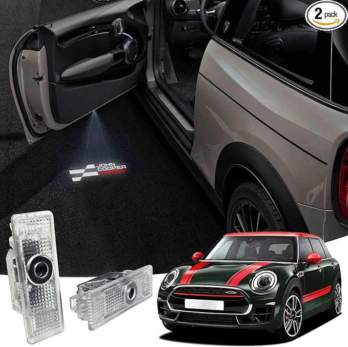 2Pcs Car Door Lights Projector for R55 R56 R57 R58 R59 R60 R61 F55 F56 F57 Car Door Logo Light Colorfast Courtesy Projector Laser Puddle lamp Welcome Lights Ghost Shadow Light Accessories (JCW)