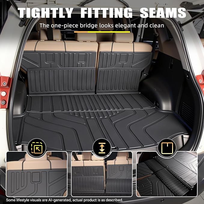 Floor Mats & Cargo Liner Set for Toyota RAV4 2013-2018Including Hybrid, Custom Fit TPE All Weather Floor Linerswith Cargo Mat and Seat Back Protector, Full Set Interior Protection