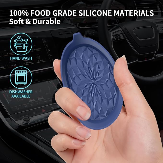 ME.FAN Car Cup Coasters [4 Pack] Silicone Cars Coasters - Universal Non-Slip Recessed Interior Accessories - Cup Holder Inserts Navy Blue