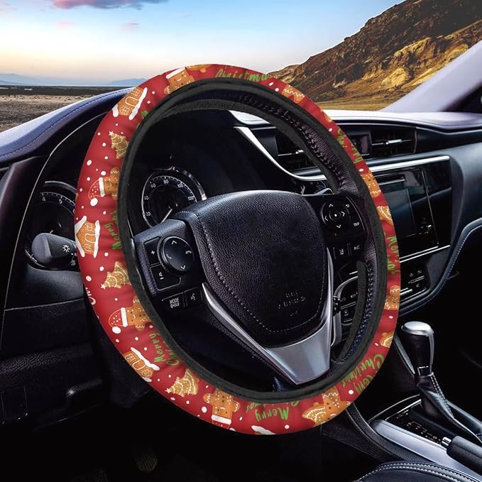 AFPANQZ Christmas Day Print Car Steering Wheel Covers Universal Fit 14-15 inch Sweat Absorption Anti-Slip Steering Wheel Protector Cover Stretch-on Automotive Car SUV