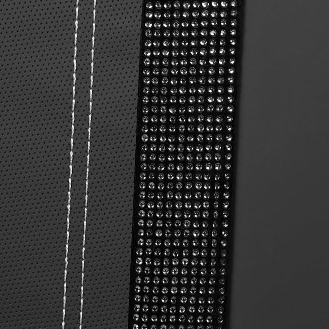 CAR PASS Bling Rhinestone Leather Back Seat Cover, Waterproof Bench Rear Seat Cover Shining Diamond Universal Fit Automotive Glitter Crystal Sparkle Strips for Kid Women Girl, Black Diamond