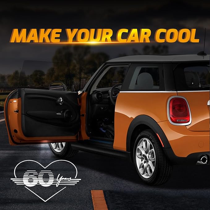 2Pcs Car Door Lights Projector for Clubman/Countryman/Paceman/Sports/Cooper R55 R56 R57 R58 R59 R60 R61 F55 F56 F57 Car Accessories - Ghost Shadow Welcome LED Puddle Lights (60)