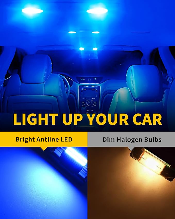 Antline 211-2 212-2 578 569 214-2 41MM 1.61”LED Bulb Blue, Super Bright Canbus Error Free 12 Volt Replacements for Interior Dome Map Vanity Mirror Sun Visor Lights (Pack of 10)